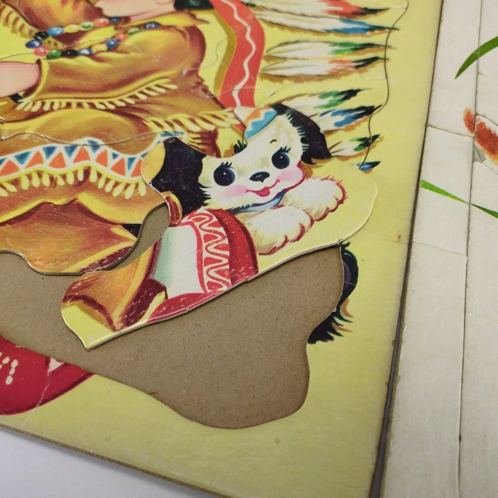 Vintage Set of‎ 2 1960s Large Inlaid Puzzles Child Guidance & Saalfield Made USA